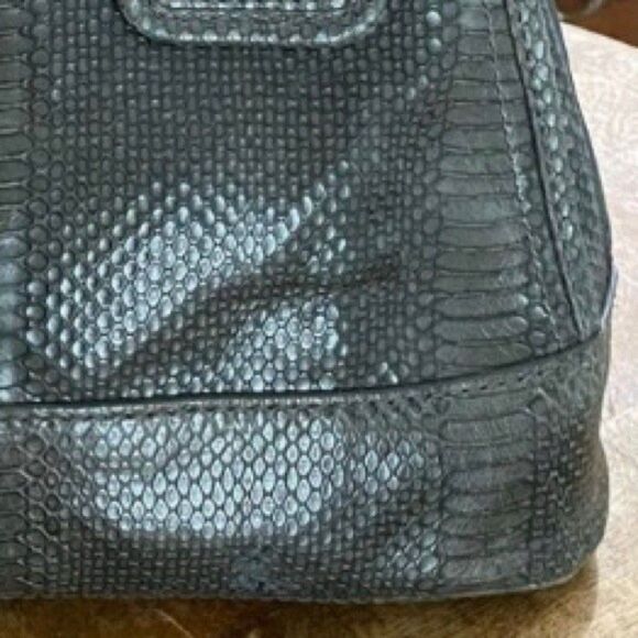 Vintage Talbots - Fake Snakeskin Alma Bag - Embossed Leather Satchel Crossbody - Picture 5 of 13